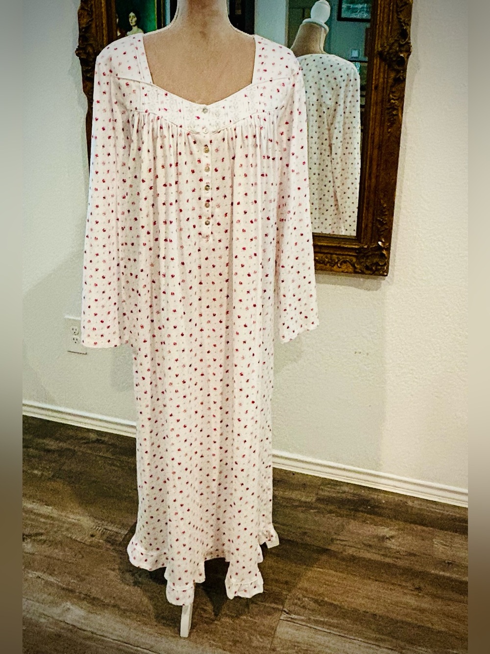 Eileen West Queen Anne's Lace Vintage Nightgown Floral Prairie Cottagecore 2X